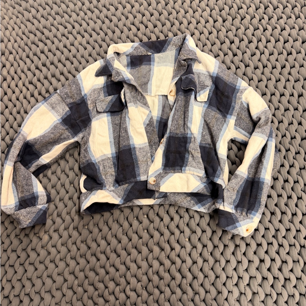 Blue and White Plaid Shirt